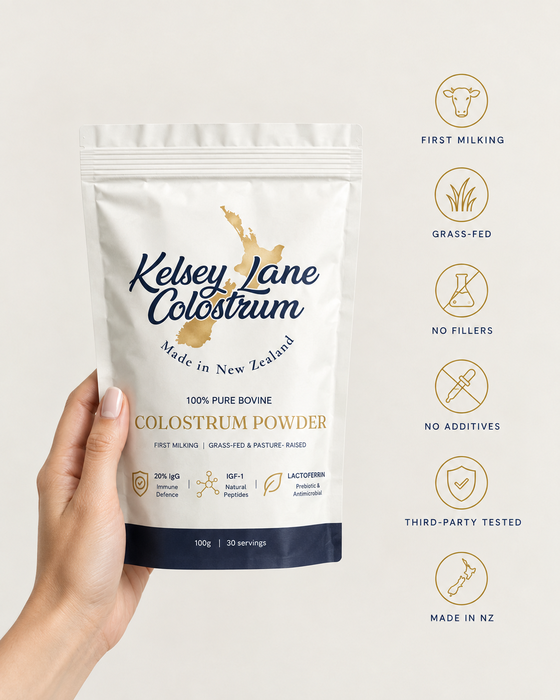 Kelsey Lane Premium Bovine Colostrum | 100% Grass-Fed First Milking Colostrum Powder